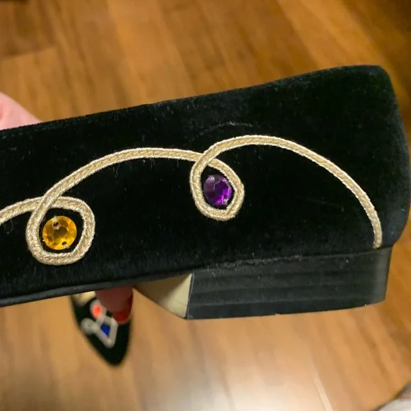 LIFE STRIDE NITE LIFE JEWELS black
suede FLATS avant garde rainbow VTG 80’s SZ11 - Picture 6 of 16